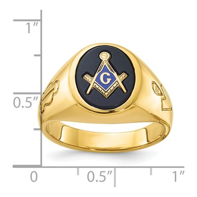 Men's 14K Yellow Gold Onyx Masonic Ring – view 8