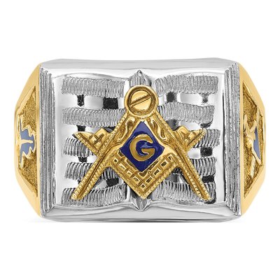 Men's 14K Two-Tone Gold Masonic Blue Lodge Ring – view 6