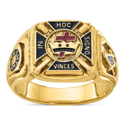 Men's 14K Yellow Gold Knights Templar Masonic Ring