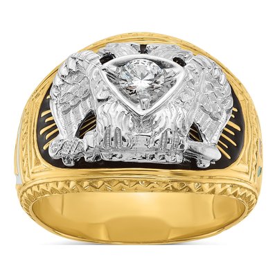 Men's 14K Two-Tone Gold 1/4 ct tw Diamond Scottish Rite Masonic Ring