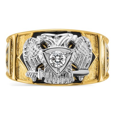 Men's 14K Two-Tone Gold 1/7 ct tw Diamond Masonic Ring – view 4