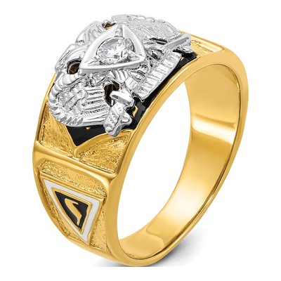 Men's 14K Two-Tone Gold 1/7 ct tw Diamond Masonic Ring – view 6