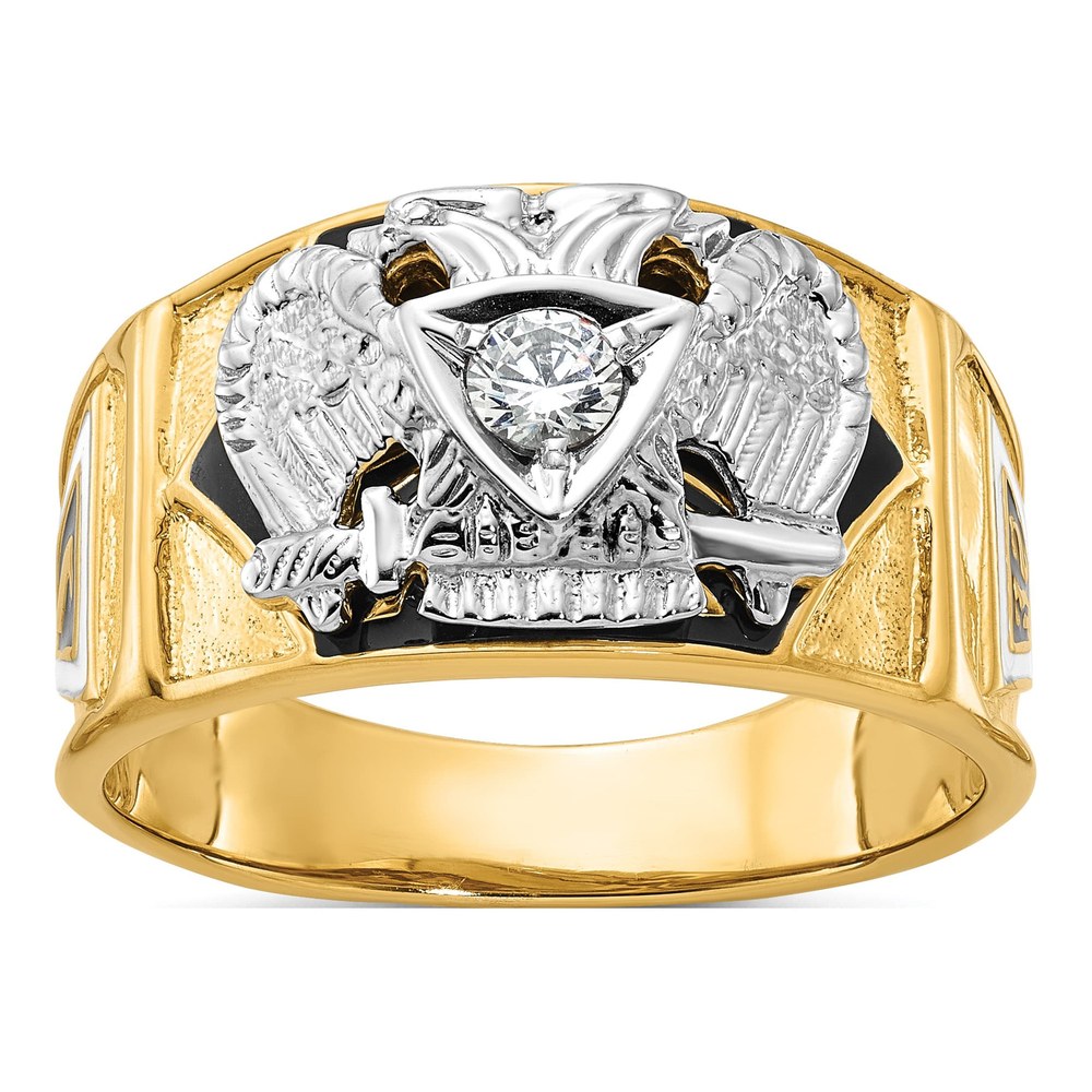 Men's 14K Two-Tone Gold 1/7 ct tw Diamond Masonic Ring