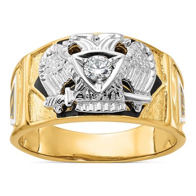 Men's 14K Two-Tone Gold 1/7 ct tw Diamond Masonic Ring