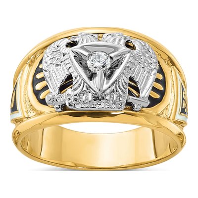 Men's 10K Two-Tone Gold Masonic 32nd Degree Diamond Ring Mounting
