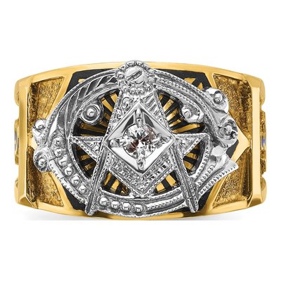 Men's 14K Two-Tone Gold 1/10 ct tw Diamond Textured Ring – view 6