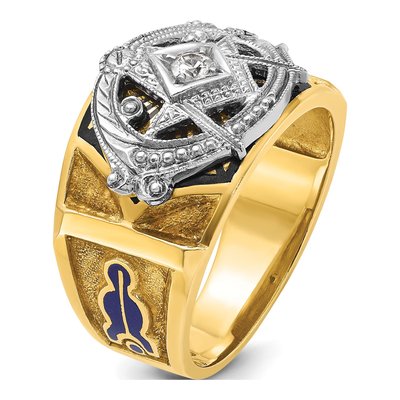 Men's 14K Two-Tone Gold 1/10 ct tw Diamond Textured Ring – view 8