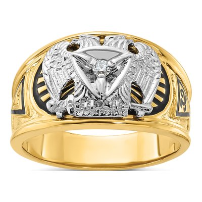 Men's 10K Two-Tone Gold Diamond 32nd Degree Masonic Ring Mounting