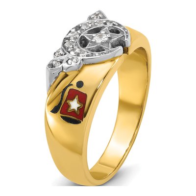 Men's 10K Two-Tone Gold Diamond Masonic Shriner's Ring Mounting – view 6