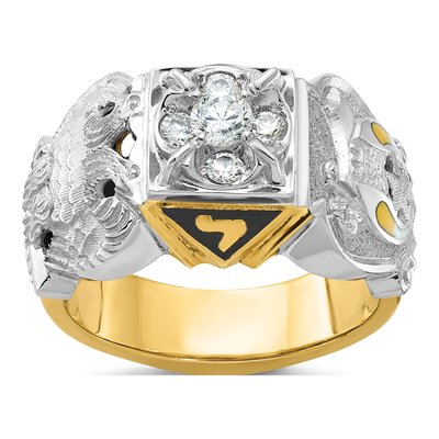 Men's 14K Two-Tone Gold 0.51 ct tw Diamond Shriner's Masonic Ring