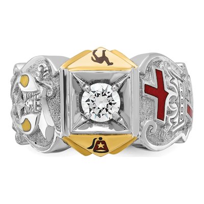 Men's 10K Two-Tone Gold Masonic Knights Templar Diamond Ring Mounting – view 4