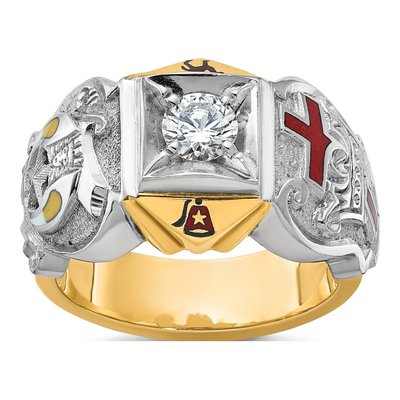 Men's 10K Two-Tone Gold Masonic Knights Templar Diamond Ring Mounting