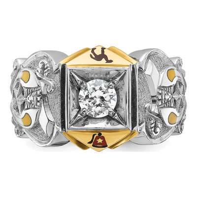 Men's 14K Two-Tone Gold Diamond Masonic Shriner's Ring Mounting – view 4