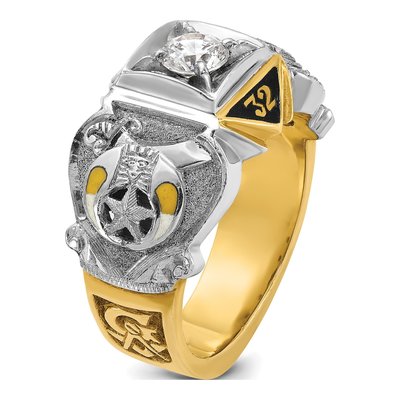 Men's 14K Two-Tone Gold 1/2 ct tw Diamond Double Eagle Shriner's Ring – view 6