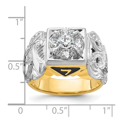 Men's 14K Two-Tone Gold 0.97 ct tw Diamond Shriner's Ring – view 3