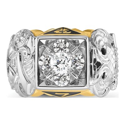 Men's 14K Two-Tone Gold 0.97 ct tw Diamond Shriner's Ring – view 6