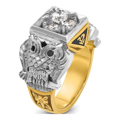 Men's 14K Two-Tone Gold Diamond 32nd Degree Masonic Ring Mounting – view 6