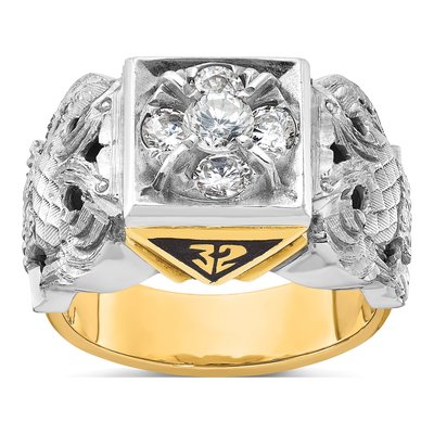 Men's 14K Two-Tone Gold Diamond 32nd Degree Masonic Ring Mounting