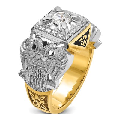 Men's 14K Two-Tone Gold Diamond Scottish Rite Masonic Ring Mounting – view 6