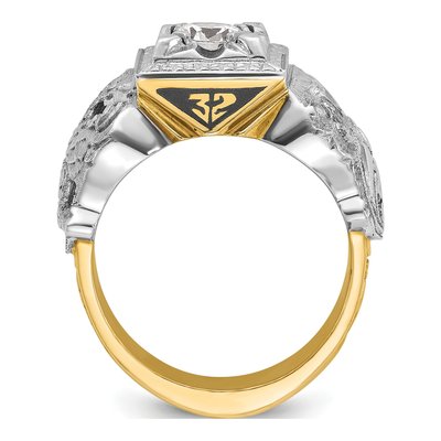 Men's 14K Two-Tone Gold Double Eagle Masonic Ring Mounting – view 2
