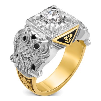 Men's 14K Two-Tone Gold Double Eagle Masonic Ring Mounting – view 6