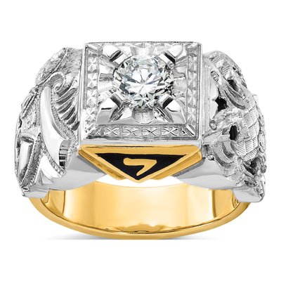 Men's 14K Two-Tone Gold Double Eagle Masonic Ring Mounting