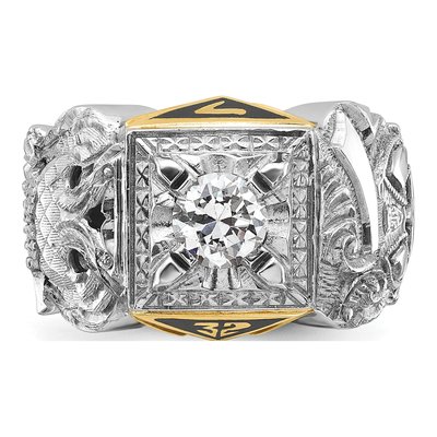 Men's 14K Two-Tone Gold 0.35 ct tw Diamond Double Eagle Masonic Ring – view 4