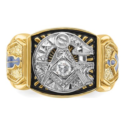 Men's 10K Two-Tone Gold Masonic Master Ring Mounting – view 4