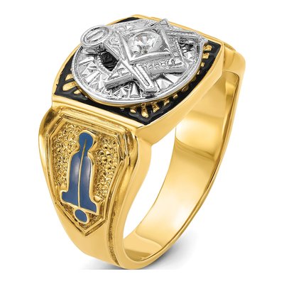 Men's 14K Two-Tone Gold Masonic Blue Lodge Diamond Ring Mounting – view 6