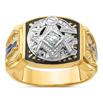 Men's 14K Two-Tone Gold Masonic Blue Lodge Diamond Ring Mounting