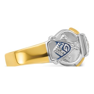 Men's 14K Two-Tone Gold Blue Lodge Masonic Ring Mounting – view 3