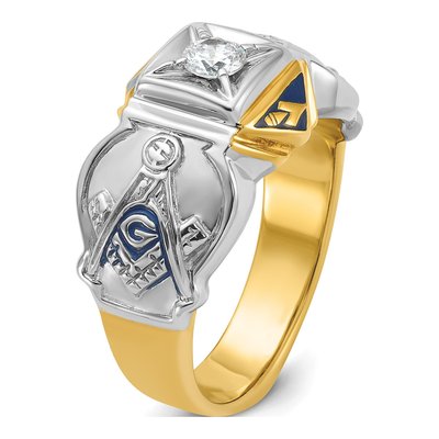 Men's 14K Two-Tone Gold Blue Lodge Masonic Ring Mounting – view 6