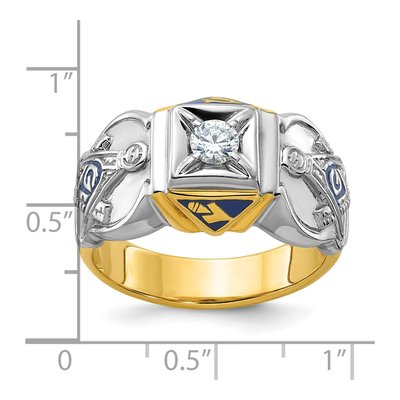 Men's 14K Two-Tone Gold Blue Lodge Masonic Ring Mounting – view 7