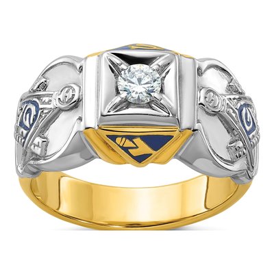 Men's 14K Two-Tone Gold 1/2 ct tw Diamond Lodge Masonic Ring