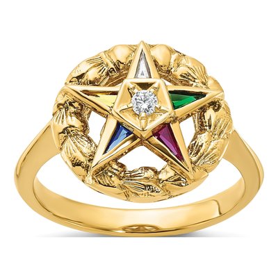 14K Yellow Gold Eastern Star Masonic Ring
