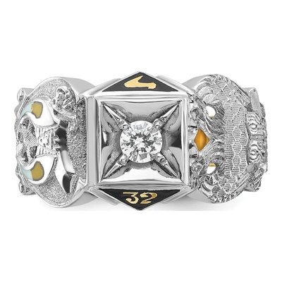 Men's 14K Two-Tone Gold Diamond Masonic Shriner's Ring Mounting – view 6