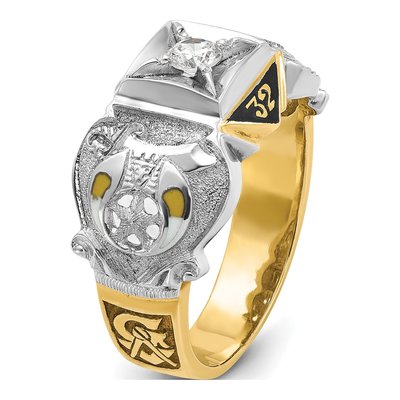 Men's 14K Two-Tone Gold Diamond Masonic Shriner's Ring Mounting – view 8