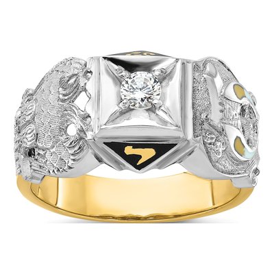 Men's 14K Two-Tone Gold Diamond Masonic Shriner's Ring Mounting