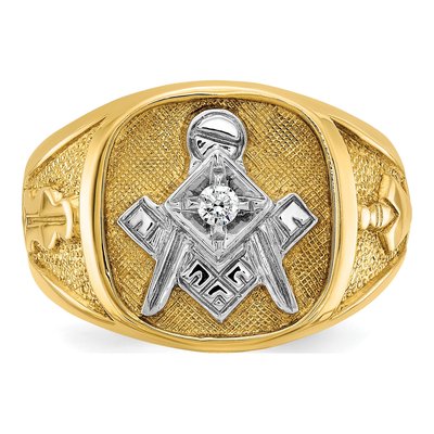 Men's 14K Yellow Gold 1/15 ct tw Diamond Masonic Master Ring – view 6