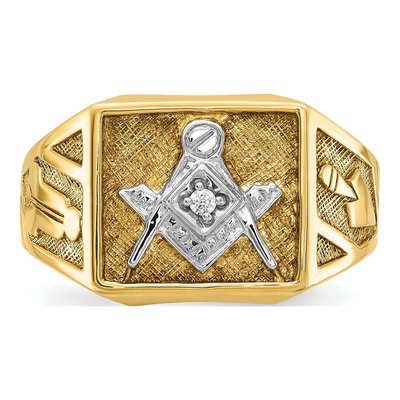 Men's 10K Yellow Gold Diamond Masonic Ring Mounting – view 6
