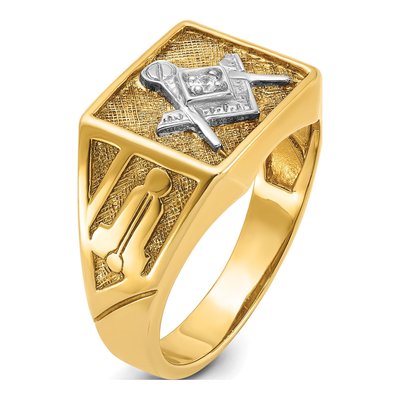Men's 10K Yellow Gold Diamond Masonic Ring Mounting – view 8