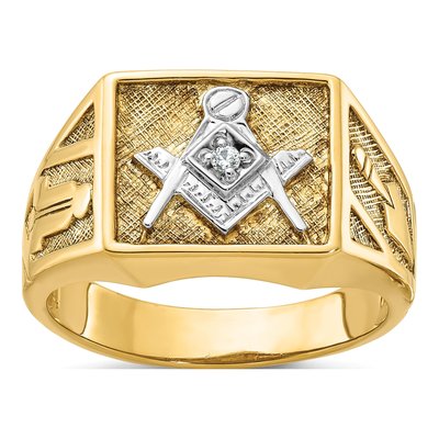 Men's 10K Yellow Gold Diamond Masonic Ring Mounting