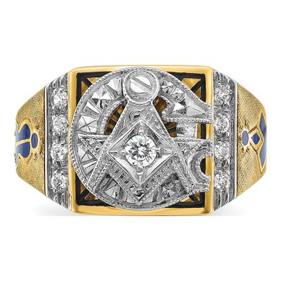 Men's 14K Two-Tone Gold Masonic Diamond Ring Mounting – view 4