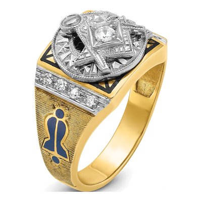 Men's 14K Two-Tone Gold Masonic Diamond Ring Mounting – view 6