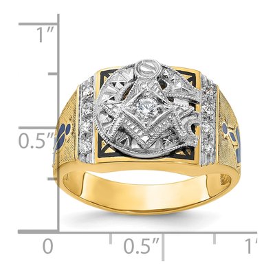 Men's 14K Two-Tone Gold Masonic Diamond Ring Mounting – view 8