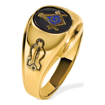 Men's 14K Yellow Gold Blue Lodge Masonic Ring Mounting – view 3
