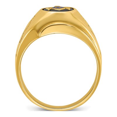 Men's 14K Yellow Gold Onyx Lodge Masonic Ring – view 2