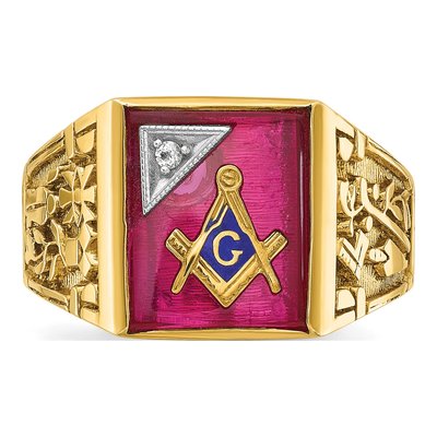 Men's 10K Two-Tone Gold Masonic Ring Mounting – view 4