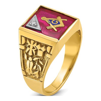 Men's 10K Two-Tone Gold Masonic Ring Mounting – view 6