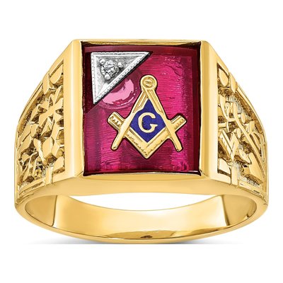 Men's 10K Two-Tone Gold Masonic Ring Mounting